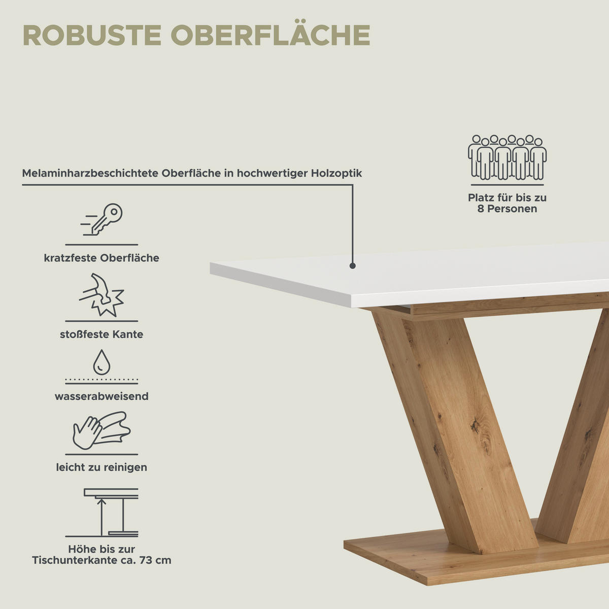 Esstisch MOTION weiß Artisan Nachbildung B/H/T: ca. 150x76x90 cm MOTION - weiß (150,00/76,00/90,00cm) - xonox.home