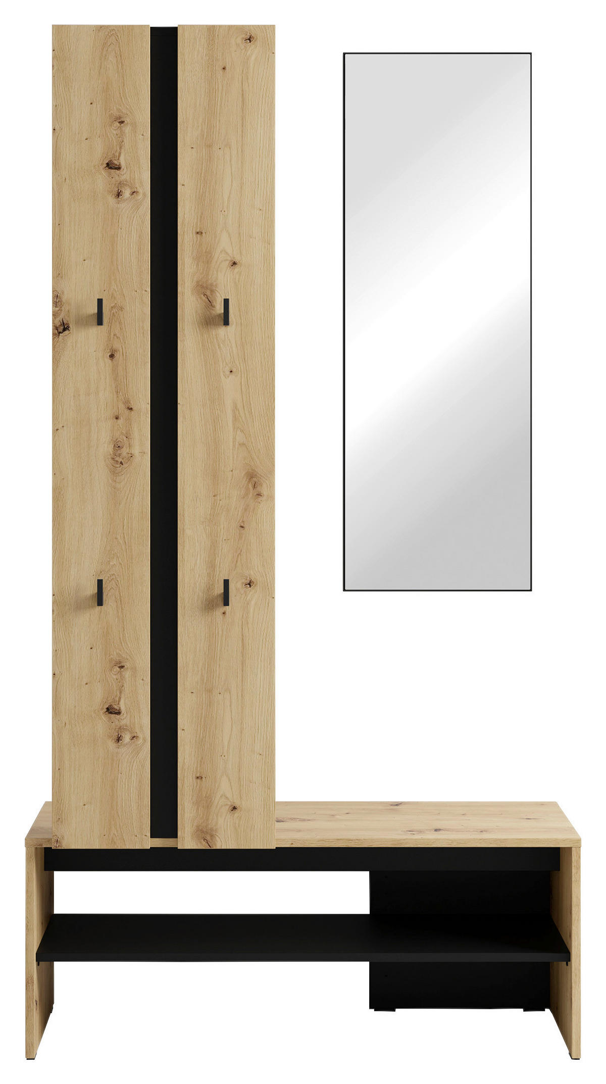 Garderobenset NANTE Eiche schwarz B/H/T: ca. 100x186x40 cm NANTE - Eiche/schwarz (100,00/186,00/40,00cm) - byLIVING