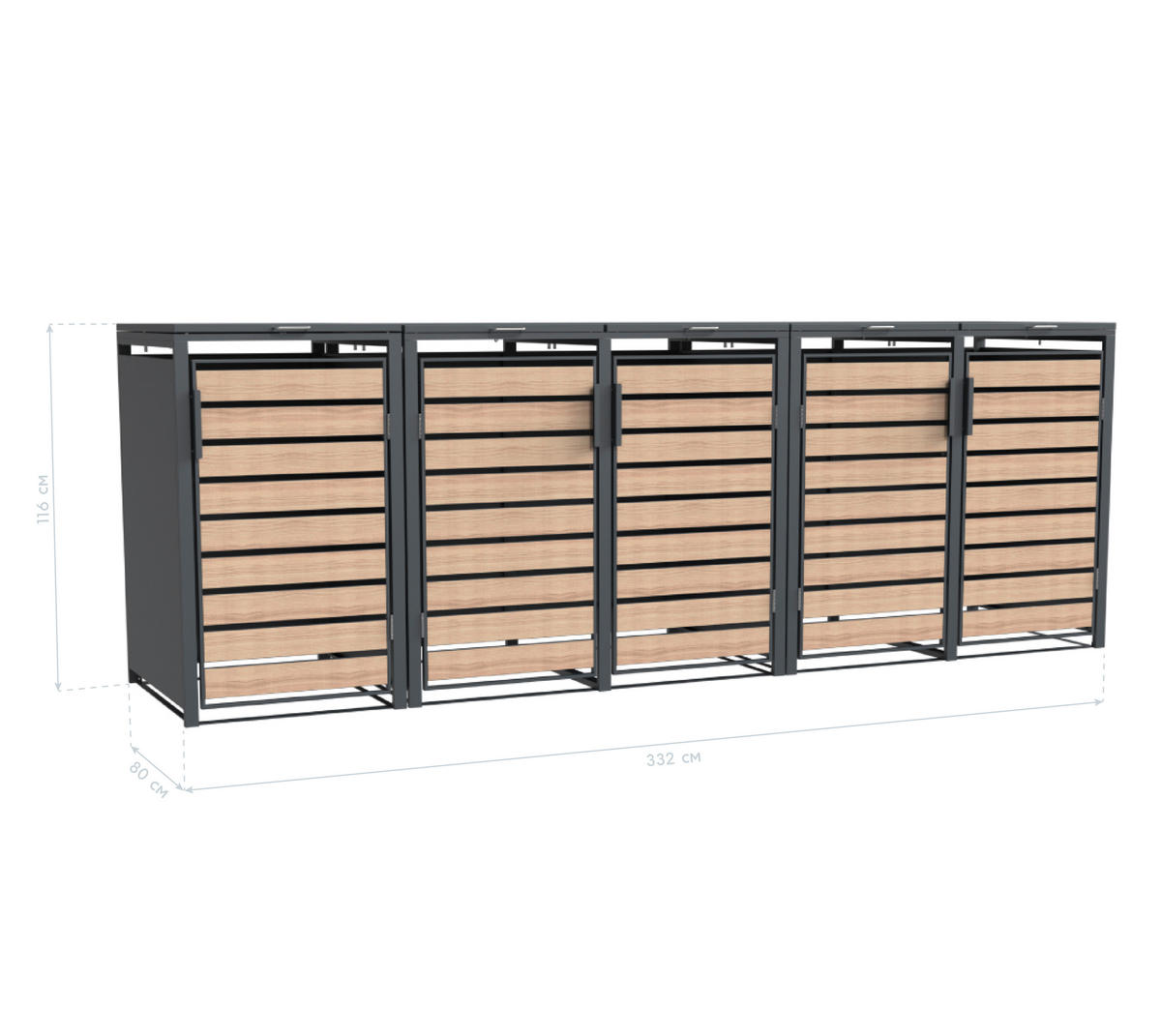 Westmann Mülltonnenbox Lacina braun B/H/L: ca. 332x116x80 cm Lacina - braun (80,00/332,00/116,00cm) - Westmann