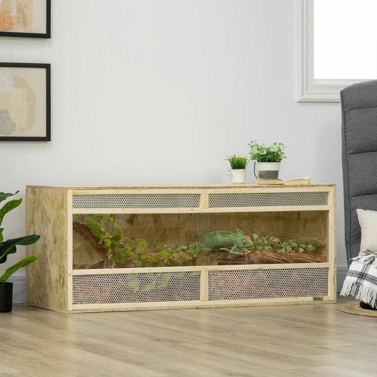 PawHut Holz-Terrarium natur Holz B/H/L: ca. 50x50x120 cm Holz-Terrarium - natur (120,00/50,00/50,00cm) - PawHut