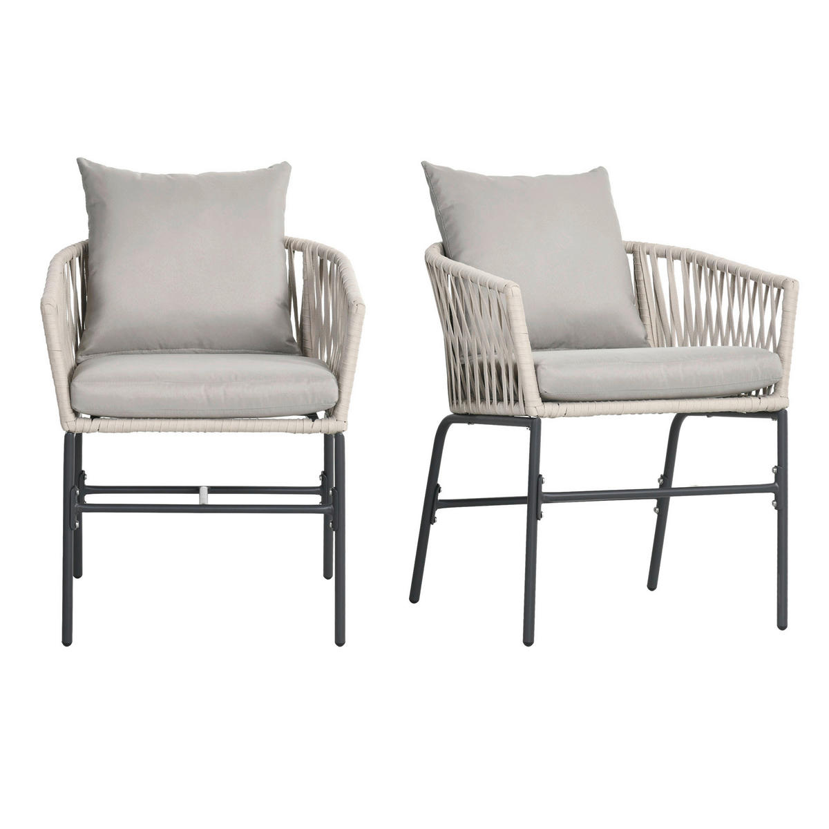 Outsunny Gartenstuhl grau Edelstahl B/H/L: ca. 60x57x71 cm Gartenstühle - grau (71,00/60,00/57,00cm) - Outsunny
