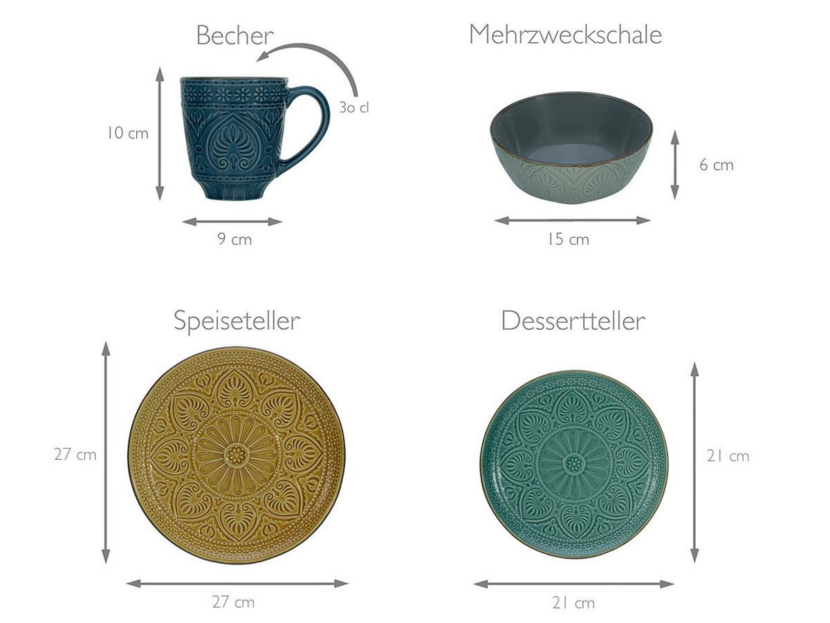 CreaTable Kombiservice Samarkand multicolor Steinzeug 16 tlg. Samarkand - multicolor - CreaTable