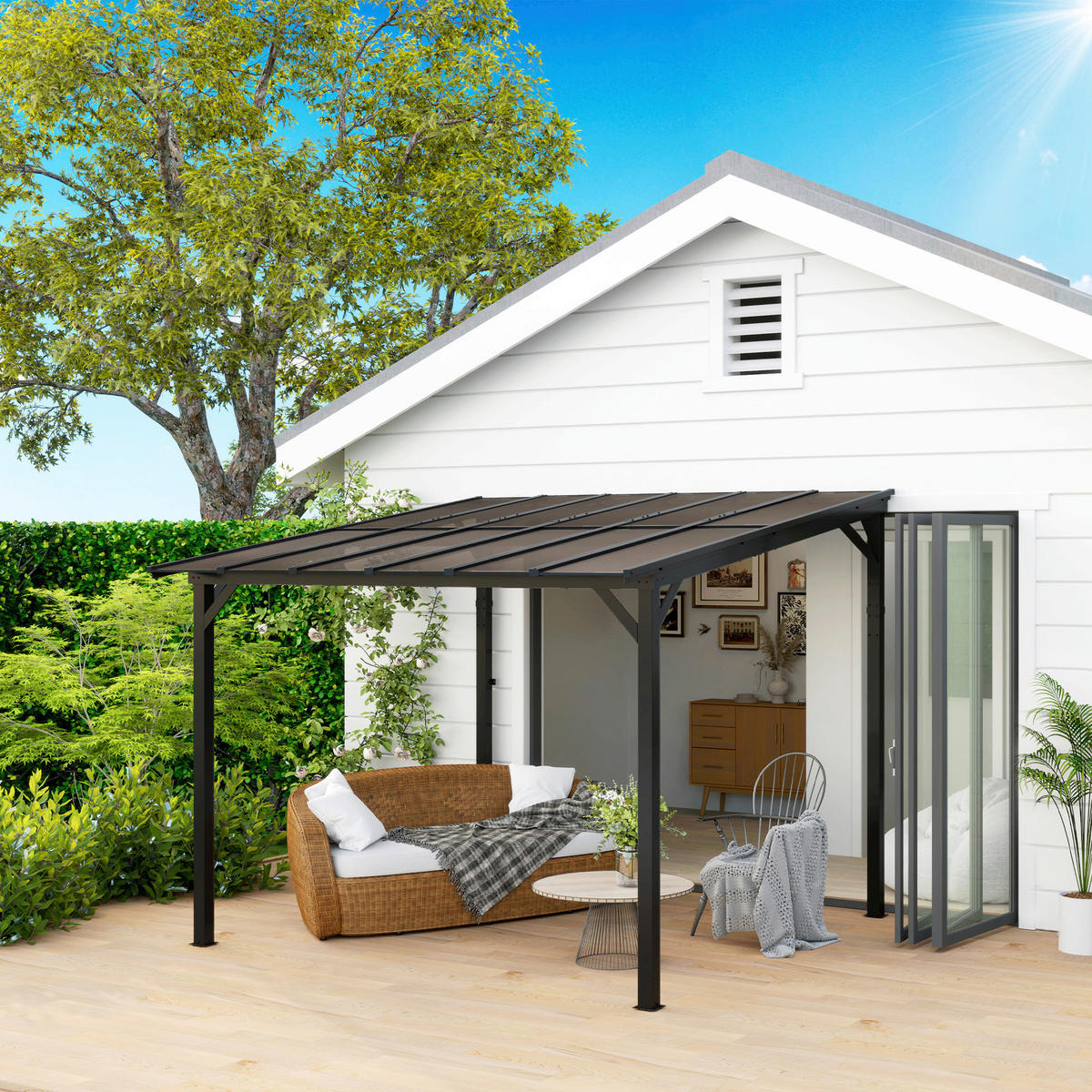 Outsunny Pergola dunkelgrau Metall B/H/L: ca. 294x258x306 cm Pergola - dunkelgrau (306,00/294,00/258,00cm) - Outsunny