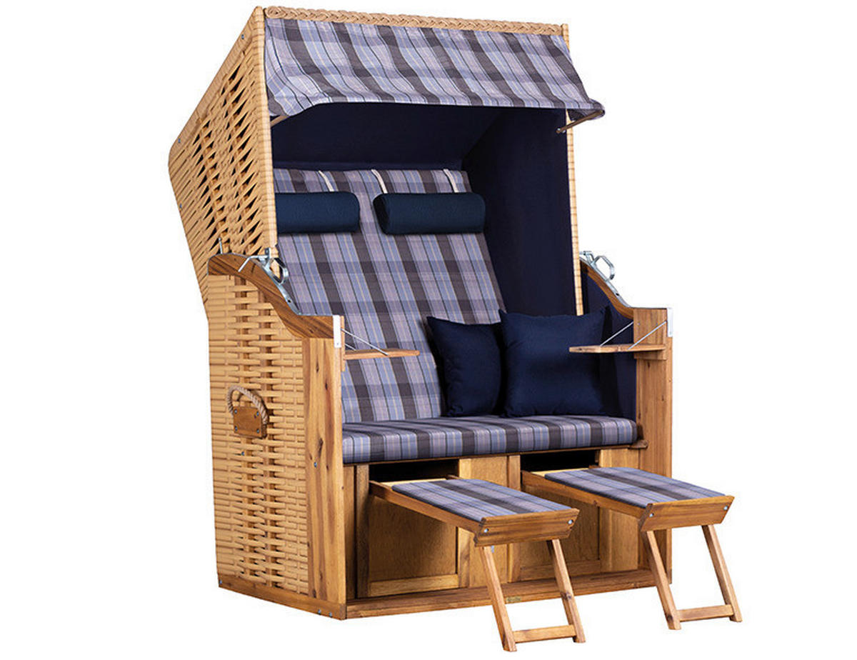 TRENDY by deVries Strandkorb blau Akazie B/H/L: ca. 120x165x80 cm Strandkorb_TRENDY_by_deVries - blau (80,00/120,00/165,00cm) - TRENDY by deVries