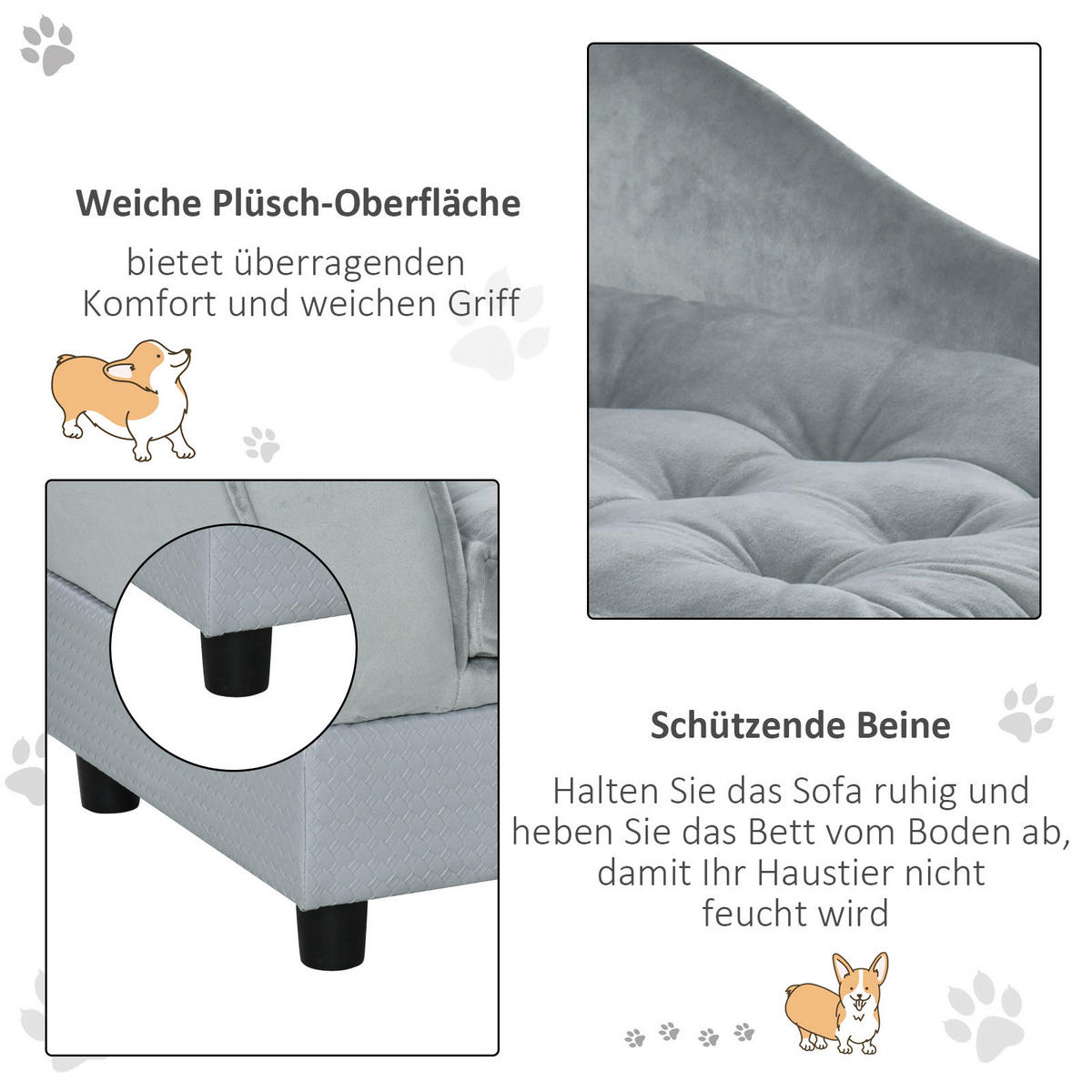 PawHut Hundesofa hellblau Holz B/H/T: ca. 76x42x45 cm Hundesofa - hellblau (76,00/42,00/45,00cm) - PawHut