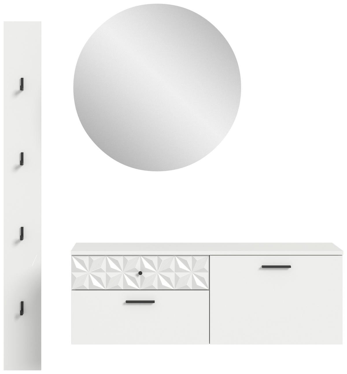 Garderobe Prisma weiß weiß Hochglanz B/H/T: ca. 141x192x34 cm Prisma - weiß (141,00/192,00/34,00cm) - xonox.home