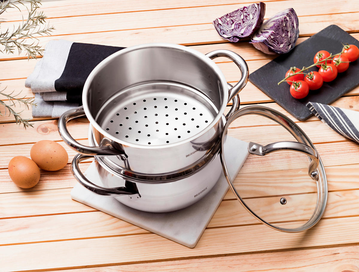 BERGNER Topfset Gourmet silber Edelstahl 3 tlg. Gourmet - silber - BERGNER
