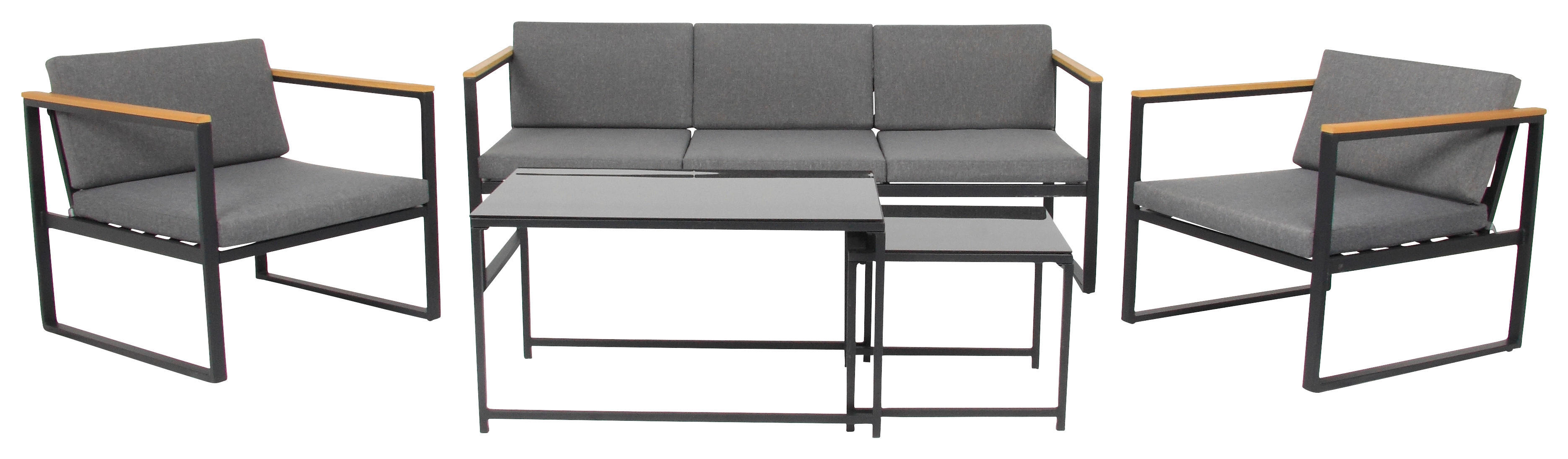 Acamp Loungeset Space anthrazit Stahl Space - anthrazit/teak - Acamp