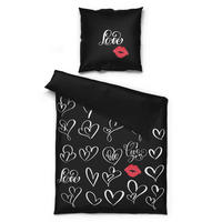 Microfaser Bettwäsche Wendebettwäsche_Microfaser_Love - weiß/schwarz (135,00/200,00cm) - beau rêve