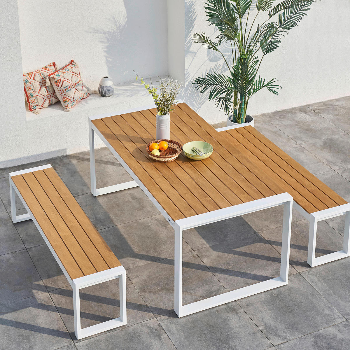 AXI Outdoor Living Gartenset Tony braun Kunststoff B/H/L: ca. 90x75x190 cm Tony - braun/weiß (190,00/90,00/75,00cm) - AXI Outdoor Living