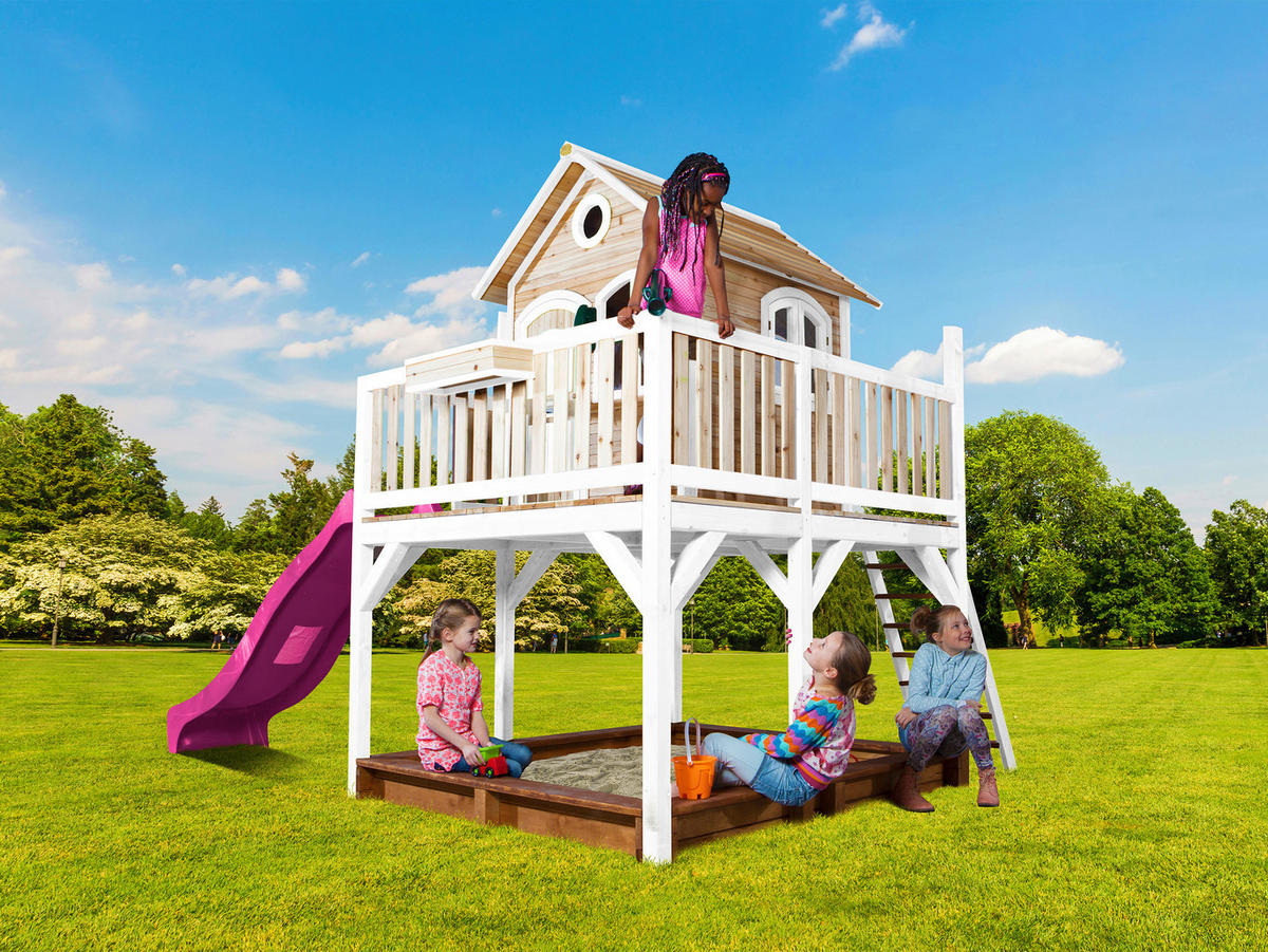 AXI Spielhaus Liam braun B/H/L: ca. 377x291x255 cm Liam - braun/lila (255,00/377,00/291,00cm) - AXI