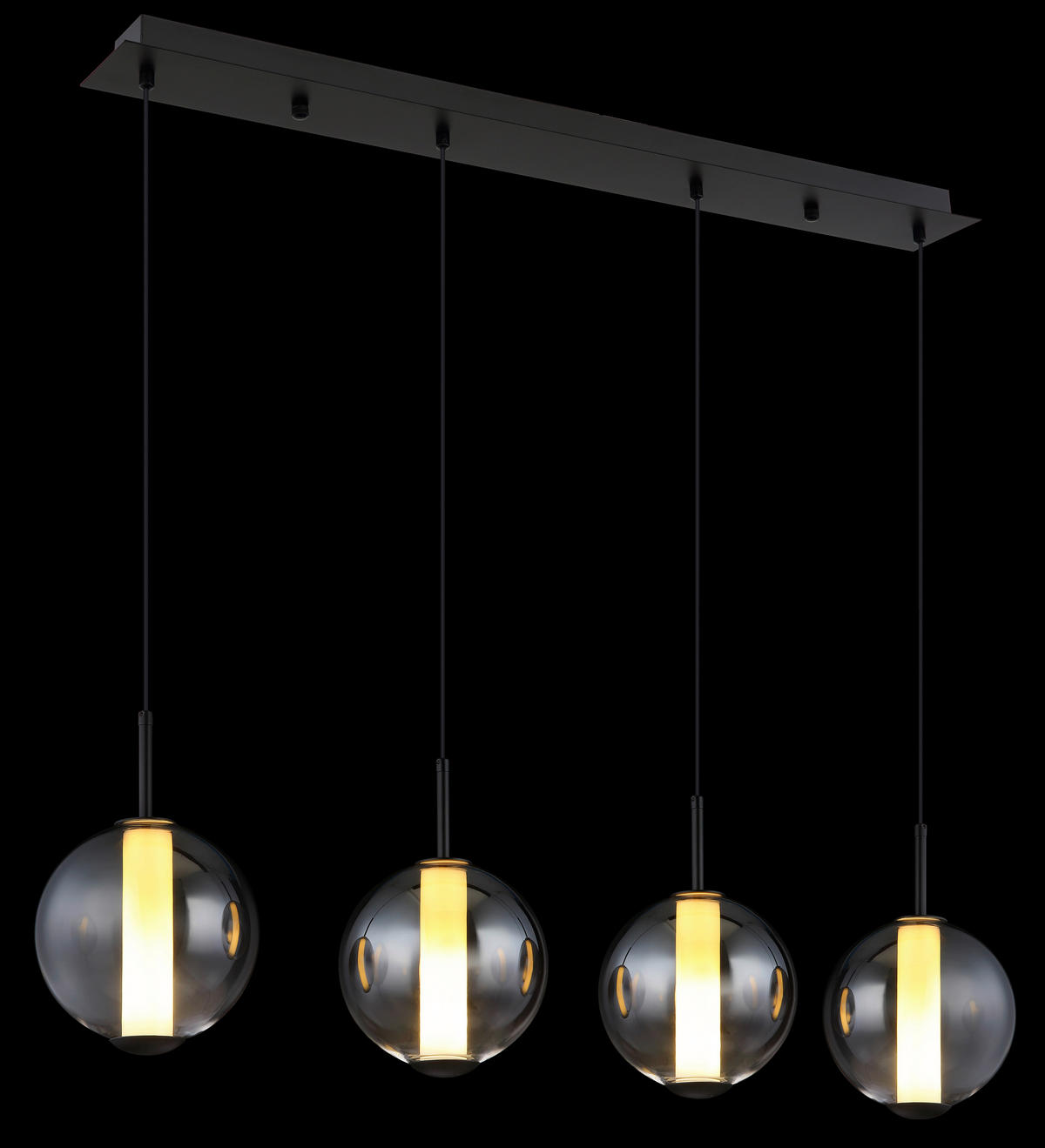 GLOBO Pendelleuchte Opal mattschwarz Rauch Metall Glas B/H: ca. 99x120 cm 1.0 Brennstellen Lacy - Opal/mattschwarz (99,00/120,00cm) - GLOBO
