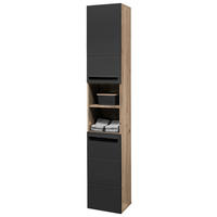 Hochschrank Vista Oak Eiche Viking Nachbildung schwarz matt B/H/T: ca. 34x190x31 cm Vista - schwarz/Oak (34,00/190,00/31,00cm)