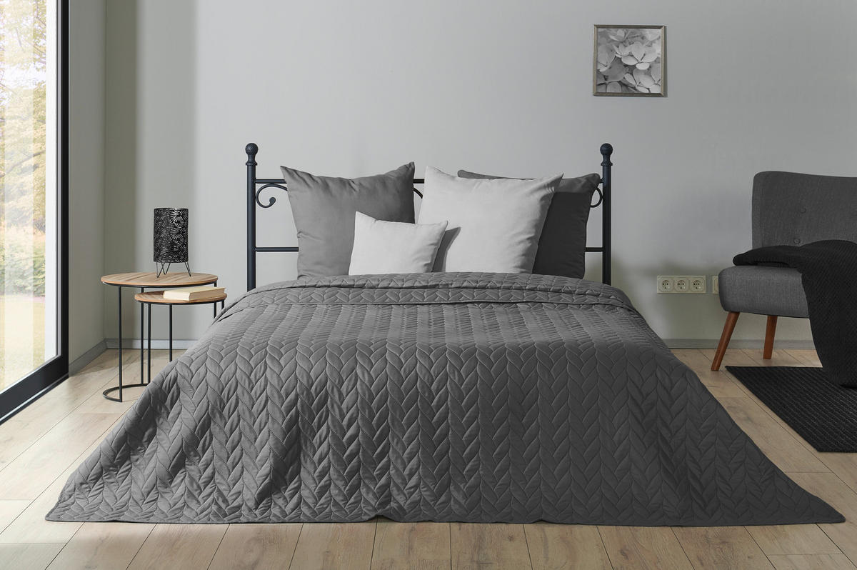 Tagesdecke Tagesdecke_Zopfmuster grau - grau (220,00/240,00cm)