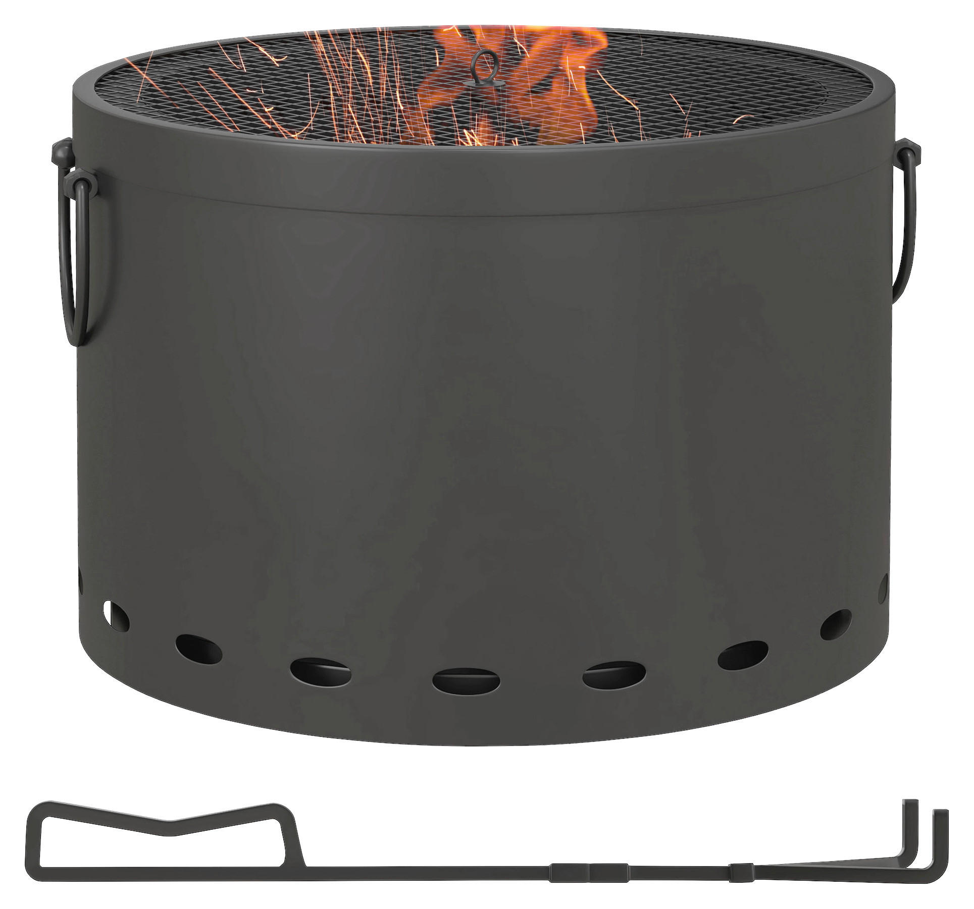 Outsunny Feuerschale dunkelgrau Polypropylen B/H/L: ca. 38x38x27 cm Feuerschale - dunkelgrau (27,00/38,00/38,00cm) - Outsunny