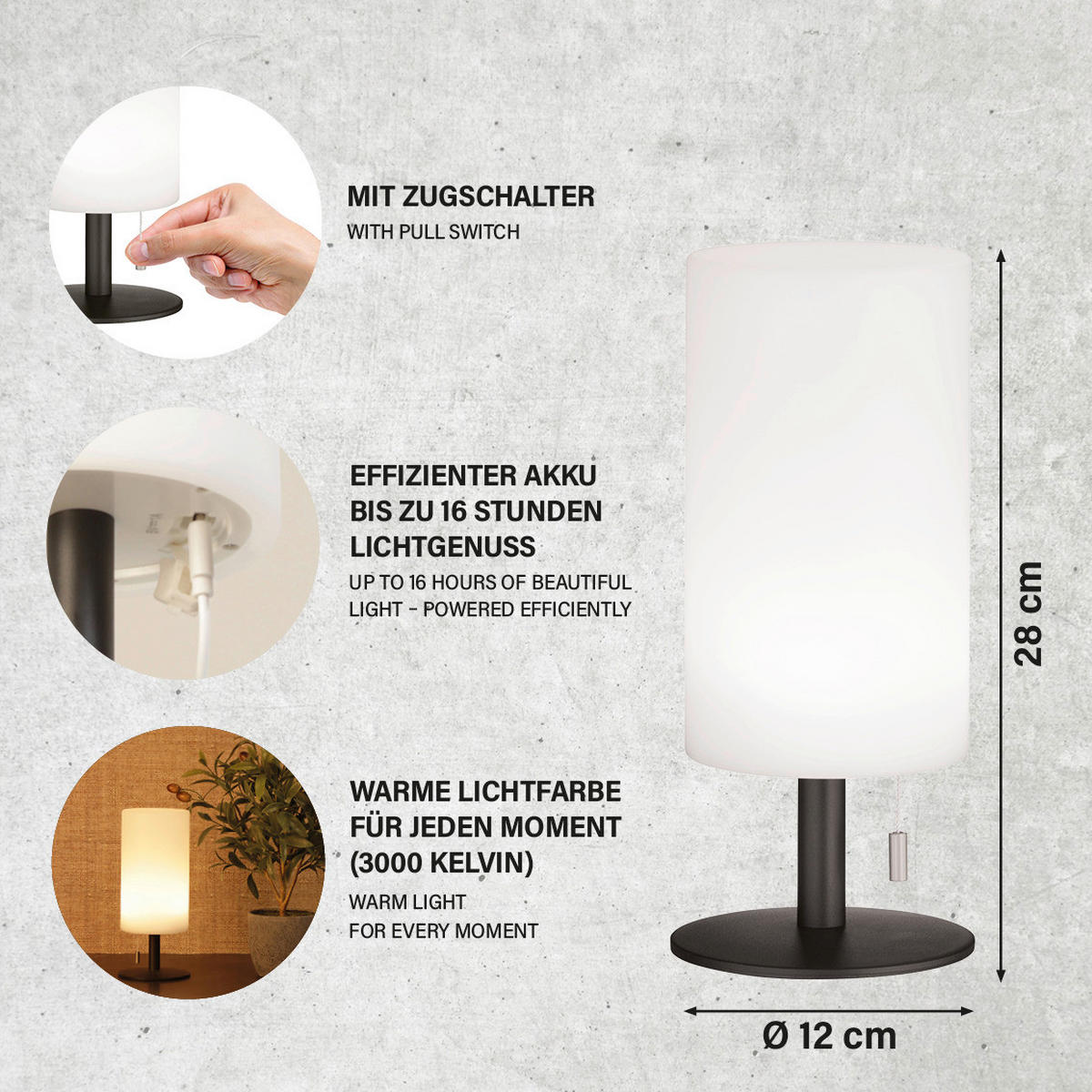 LED-Außenleuchte 850246 Larino anthrazit weiß H/D: ca. 28x12 cm Larino - weiß/anthrazit (12,00/28,00cm) - easy! by FHL