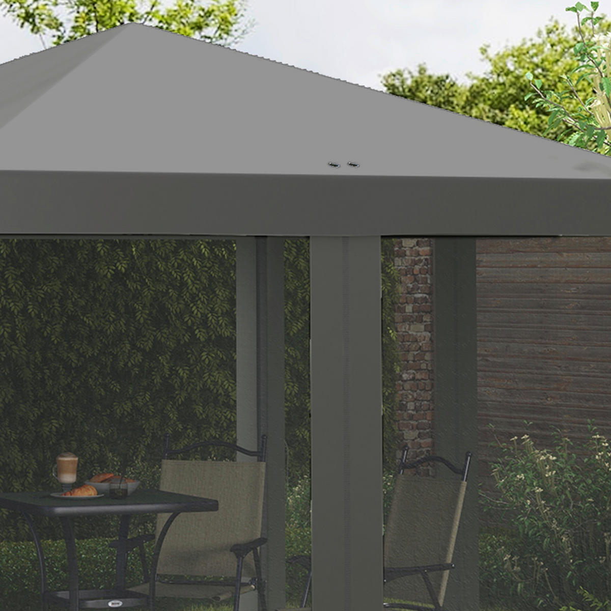 Outsunny Pavillon schwarz Metall B/H/L: ca. 295x260x295 cm Pavillon - hellgrau/schwarz (295,00/295,00/260,00cm) - Outsunny