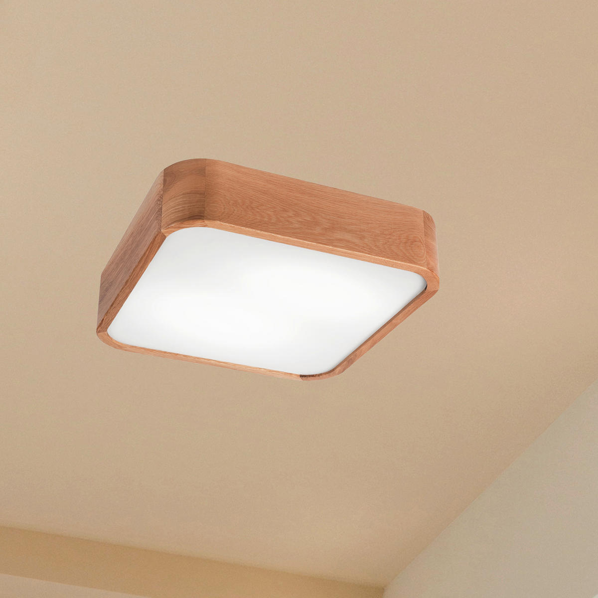 Lamkur Deckenleuchte GASPAR 48871 Eiche Holz Glas Eiche H/L: ca. 8x35 cm E27 2 Brennstellen Gaspar - Eiche (35,00cm) - Lamkur