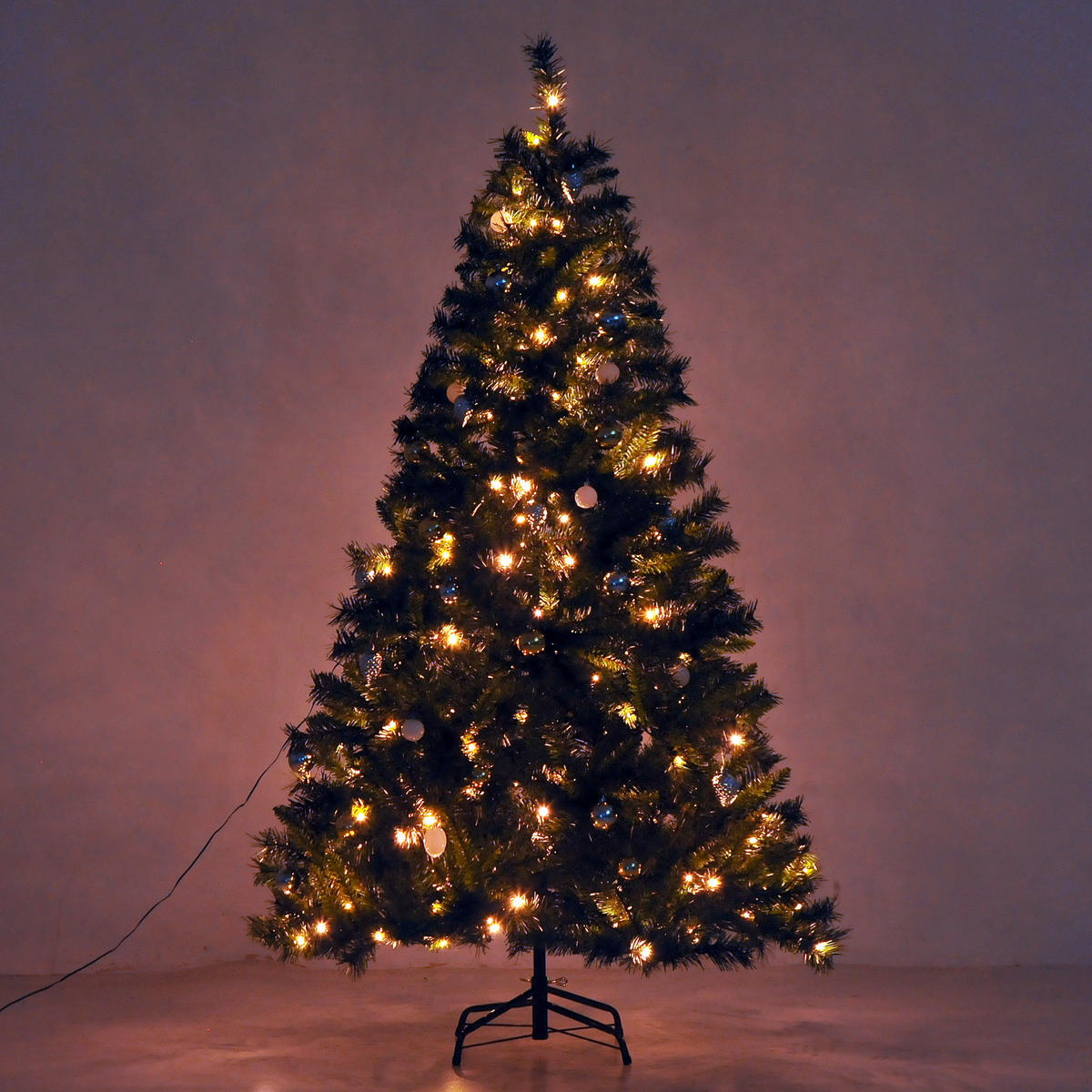 HOMCOM Tannenbaum grün Metall H/D: ca. 180x112 cm Tannenbaum_inkl.Christbaumkugeln - grün (112,00/180,00cm) - HOMCOM