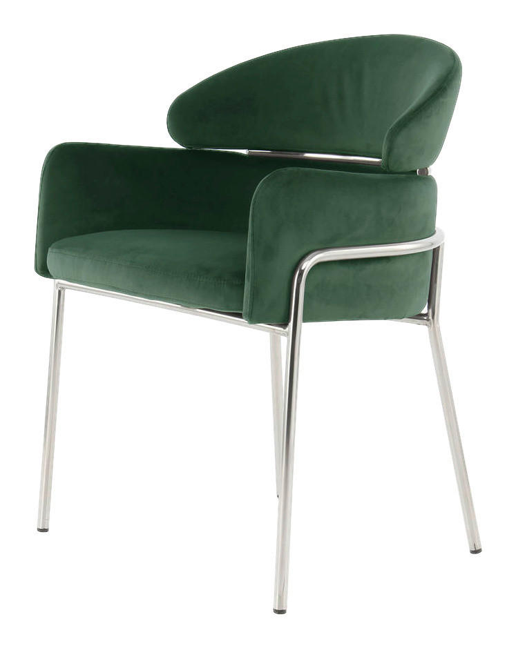 Stuhl Elva 101 grün Microfaser B/H/T: ca. 58x79x57 cm Elva 101 - grün/silber (58,00/79,00/57,00cm) - 360 Living
