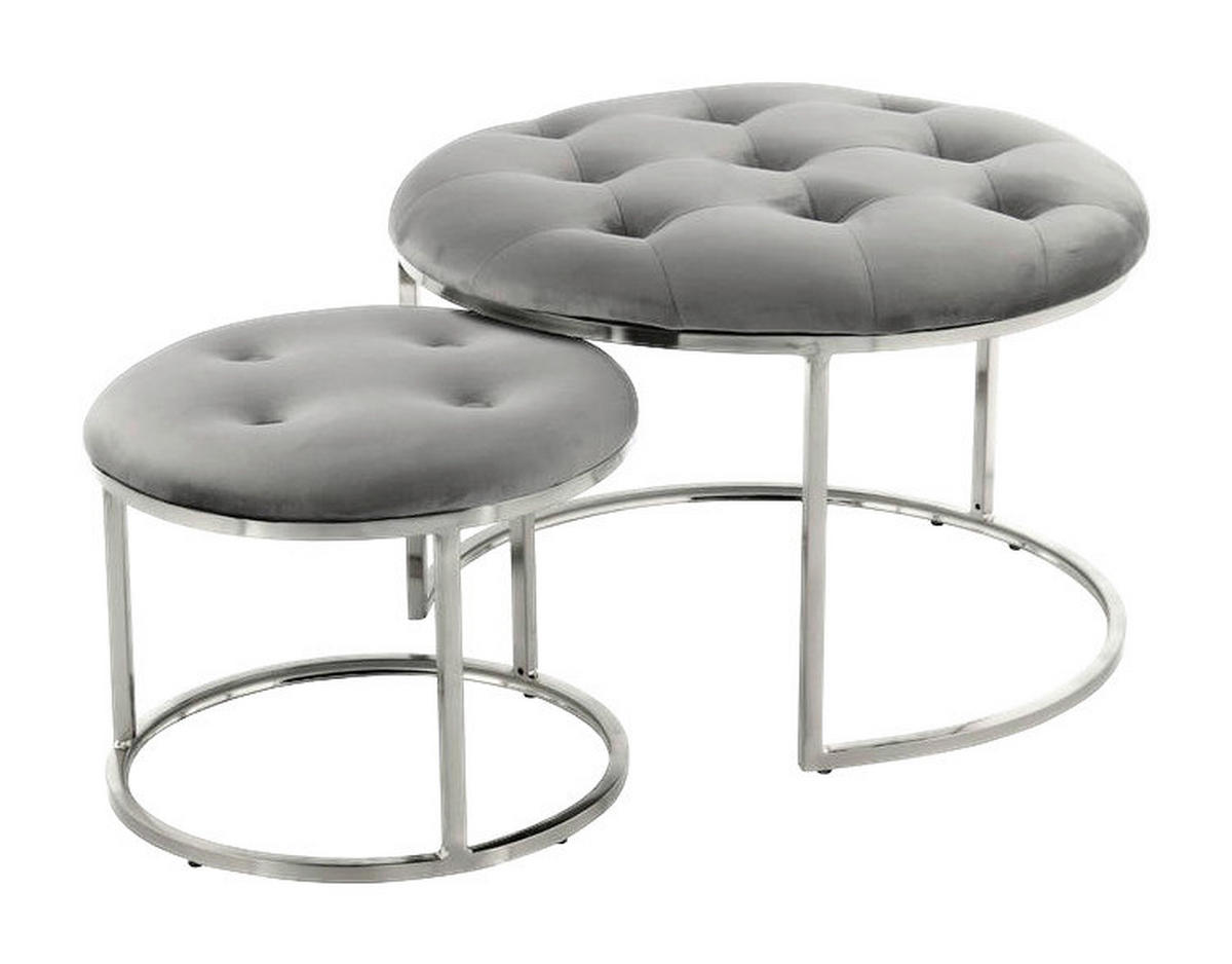 360 Living Hocker Myla 100 2er-Set grau silber Samt Metall H/D: ca. 41x60 cm Myla 100 2er-Set - silber/grau (60,00/41,00cm) - 360 Living