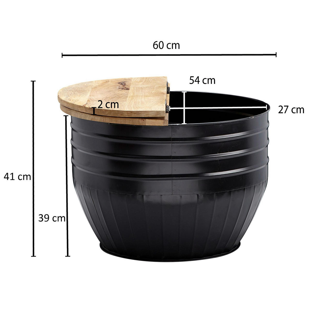 Couchtisch schwarz B/H/T: ca. 60x41x60 cm Couchtisch - schwarz (60,00/41,00/60,00cm) - Wohnling