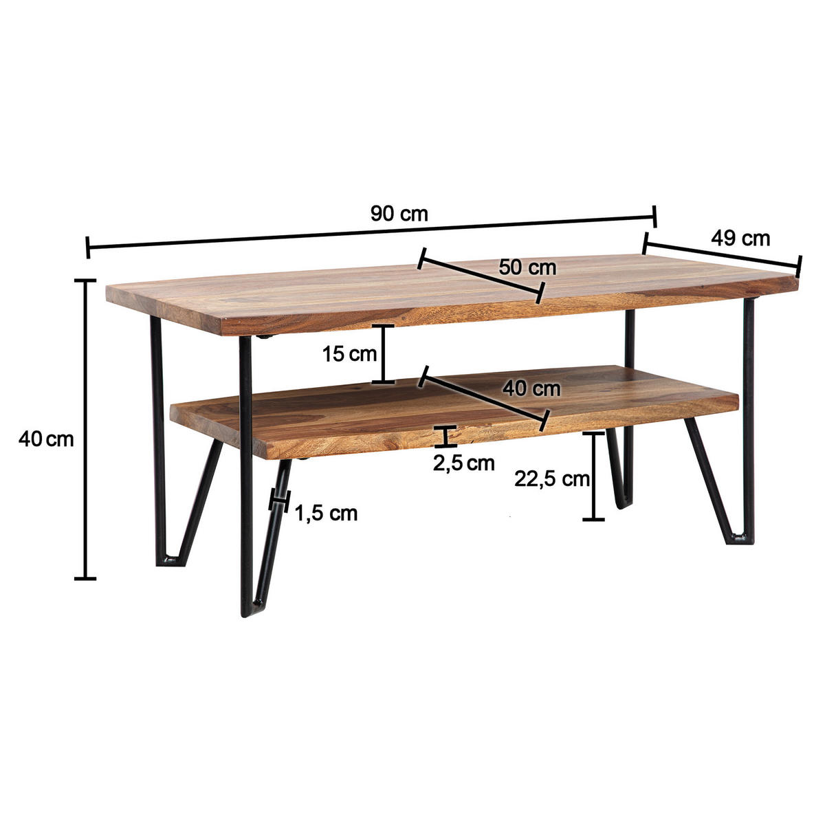 Couchtisch  B/H/T: ca. 90x40x50 cm Couchtisch - (90,00/40,00/50,00cm) - Wohnling