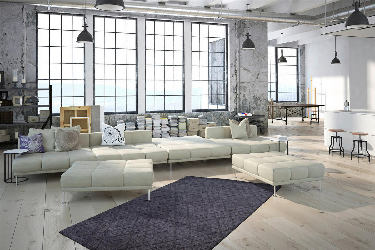 Kayoom Kurzflorteppich Ganges 610 grau B/L: ca. 80x150 cm Ganges 610 - schwarz/grau (80,00/150,00cm) - Kayoom