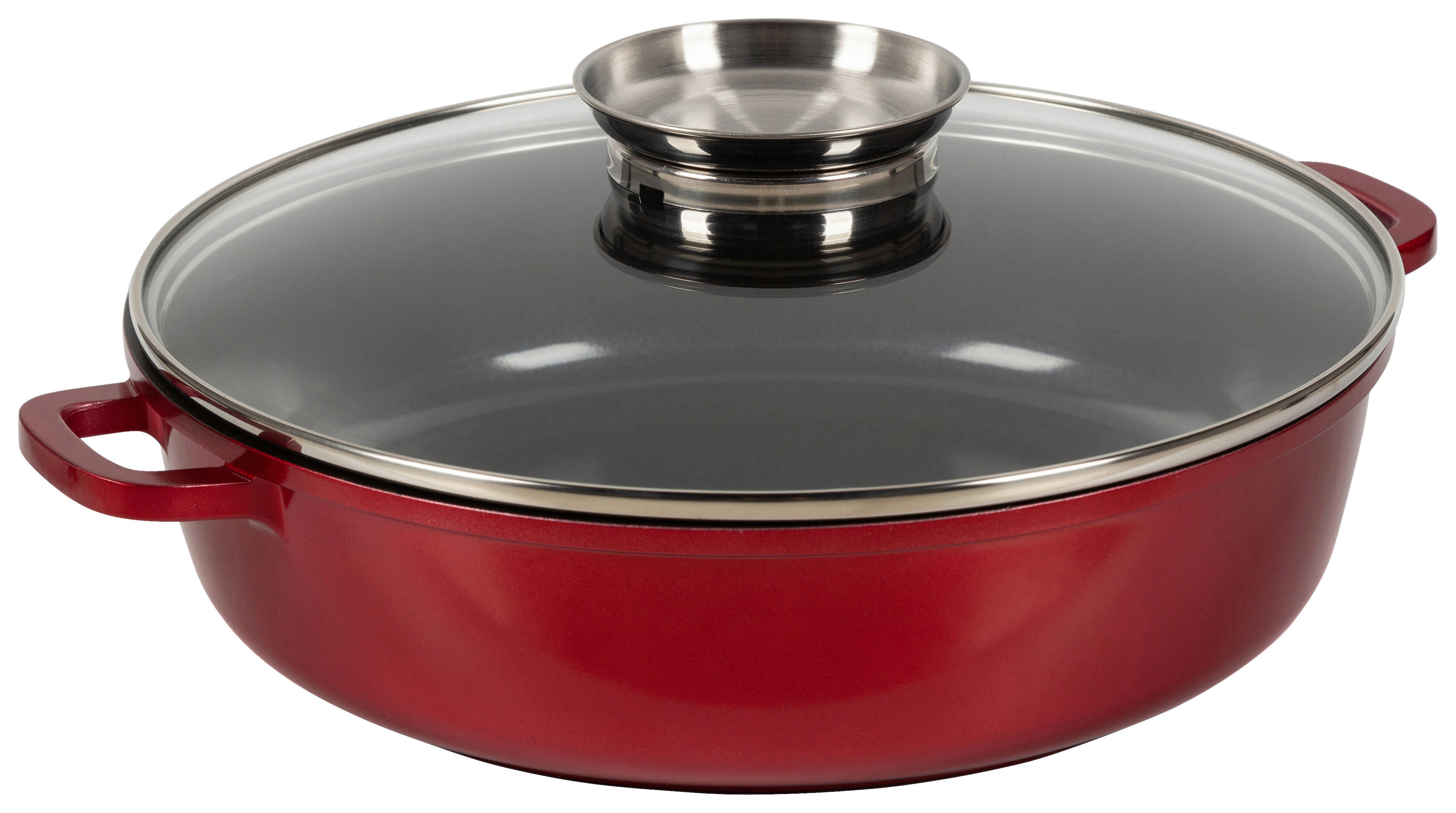 Pfanne rot Edelstahl D: ca. 28 cm Servierpfanne - rot (28,00cm)