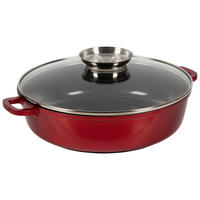 Pfanne rot Edelstahl D: ca. 28 cm Servierpfanne - rot (28,00cm)