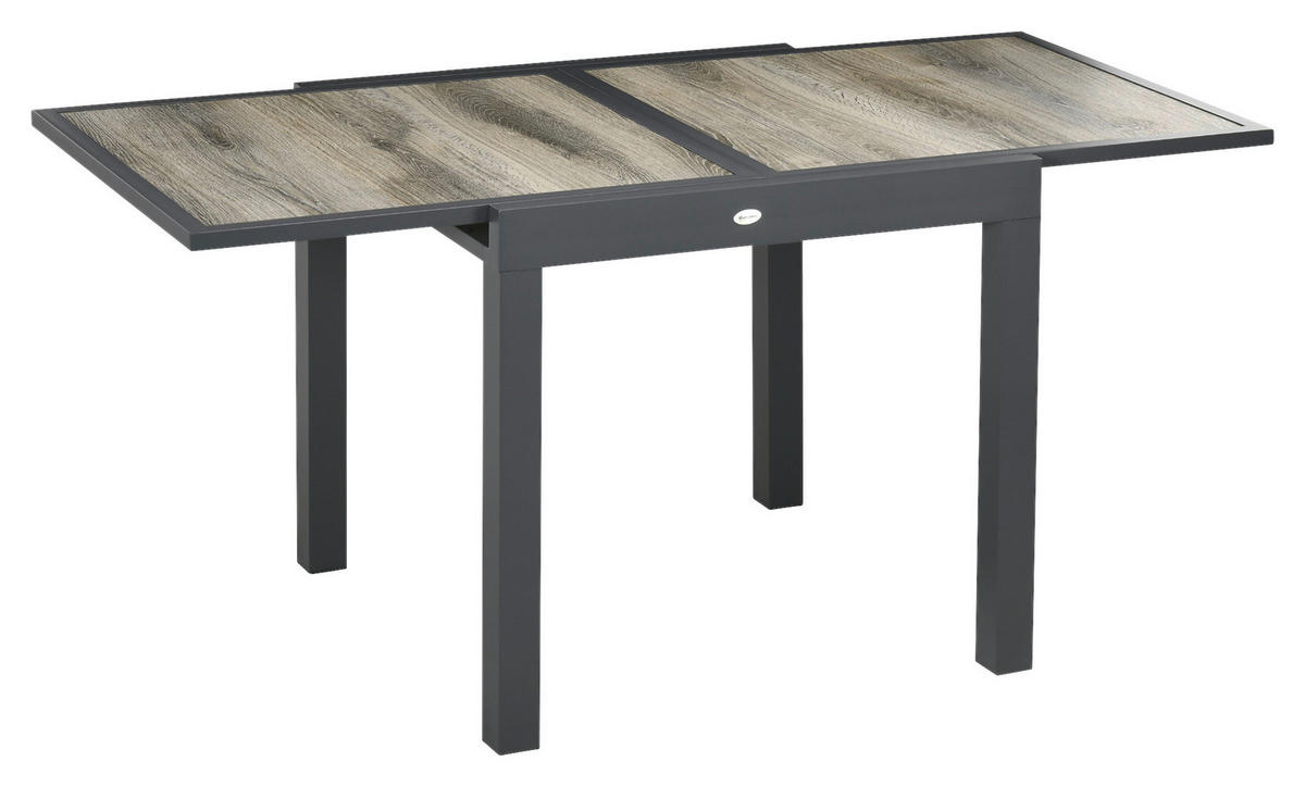 Outsunny Gartentisch beige Aluminium B/H/L: ca. 80x75x160 cm Gartentisch - beige/grau (160,00/80,00/75,00cm) - Outsunny