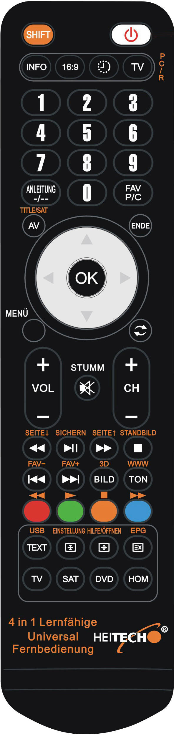 Heitech Universal Fernbedienung schwarz