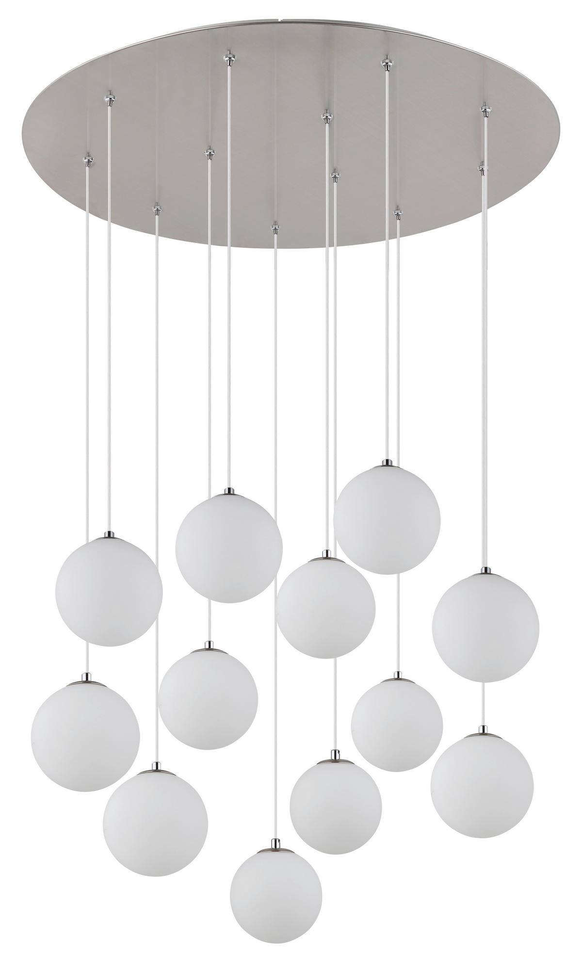 GLOBO Deckenleuchte Opal nickel matt schwarz Glas Metall Kunststoff H/D: ca. 120x75 cm G9 12 Brennstellen RIHA - nickel matt/schwarz (75,00/120,00cm) - GLOBO
