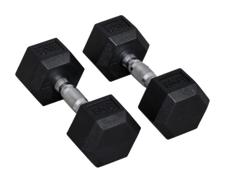 HOMCOM Kurzhantelset schwarz Gummi B/H/L: ca. 12,7x30,5x12,7 cm Kurzhantel_2er_Set - schwarz/silber (12,70/12,70/30,50cm) - HOMCOM