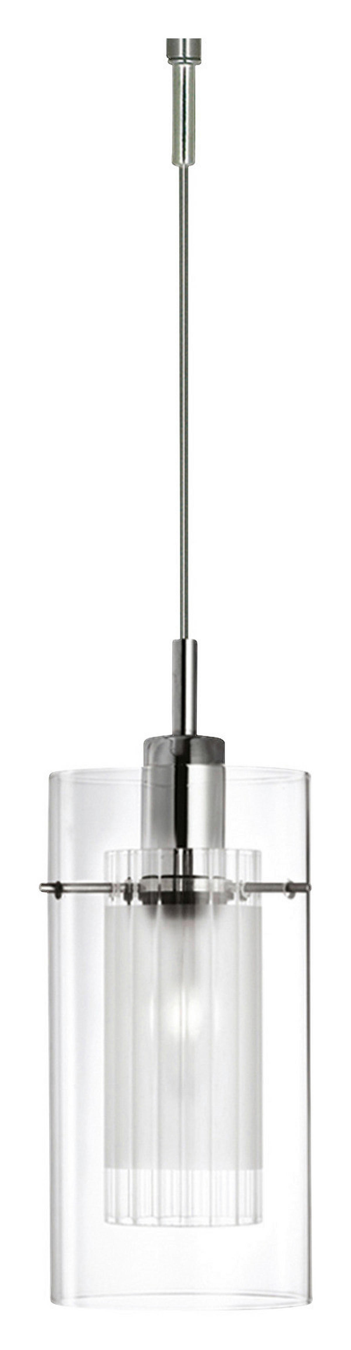 Searchlight Pendelleuchte Chrom Glas Stahl B/H/L: ca. 13x120x20 cm E14 1 Brennstellen Duo 1 - Chrom (20,00/13,00/120,00cm) - Searchlight