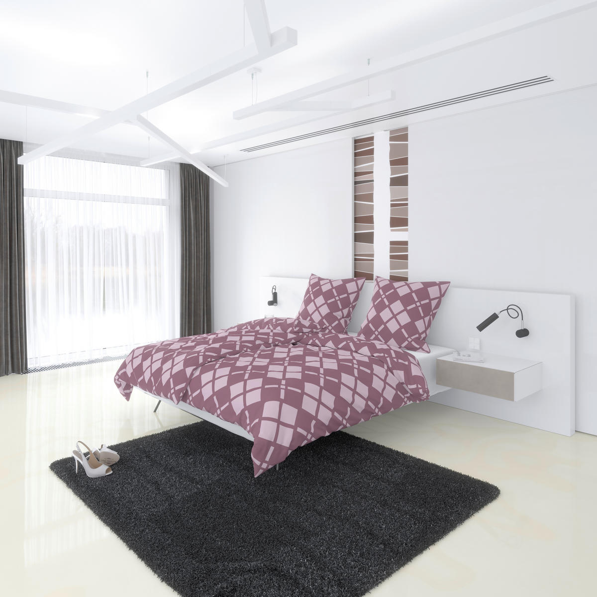 Microfaser Bettwäsche Fleece Bettwäsche_Fleece Karos 135x200cm - mauve (135,00/200,00cm)