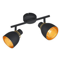 Spot schwarz gold Metall B/H/L: ca. 20x10x29 cm E14 2 Brennstellen Spot_2flg.Punch - gold/schwarz (29,00/20,00/10,00cm)