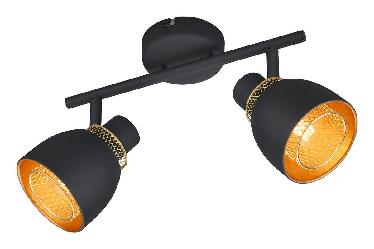 Spot schwarz gold Metall B/H/L: ca. 20x10x29 cm E14 2 Brennstellen Spot_2flg.Punch - gold/schwarz (29,00/20,00/10,00cm)