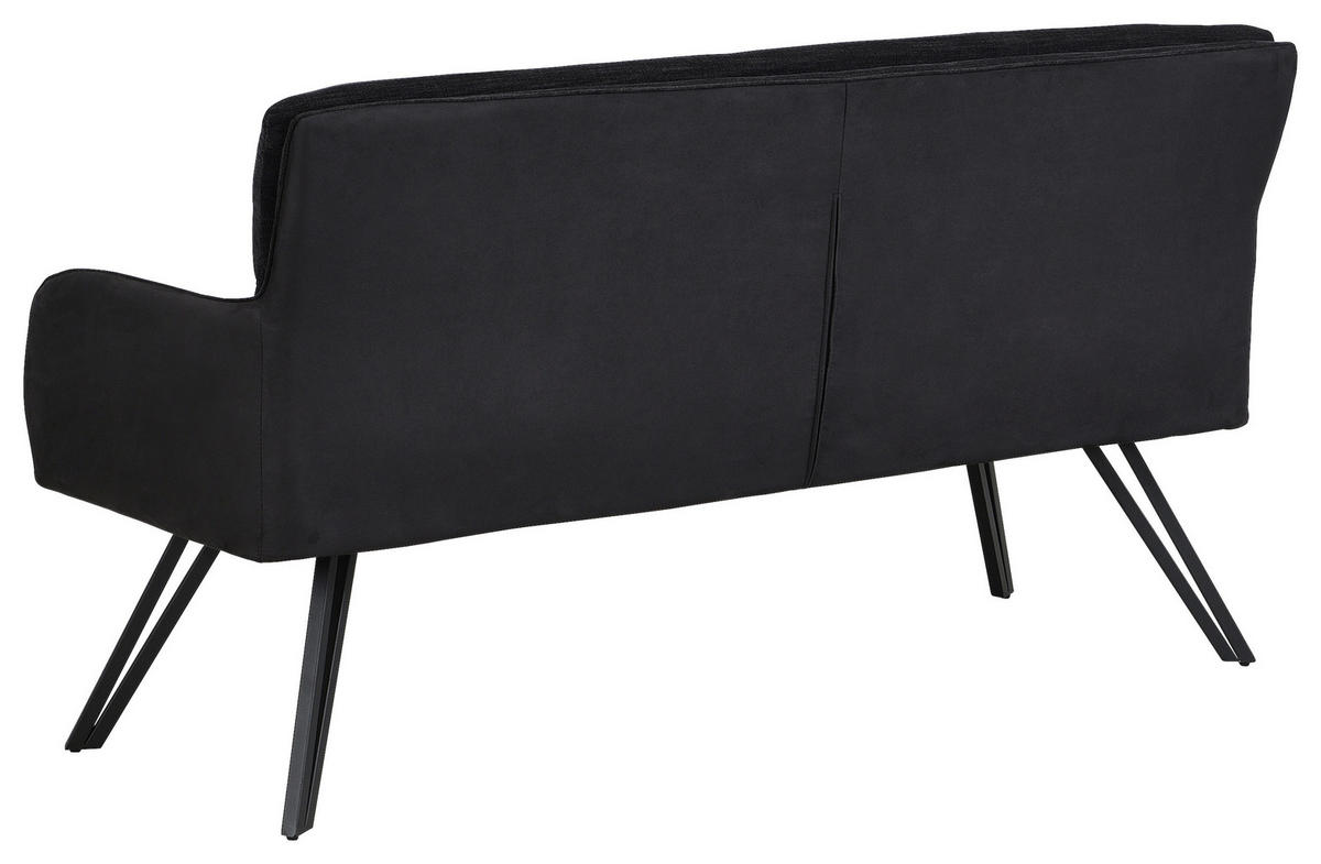 Sitzbank TINO schwarz Metall Microfaser B/H/T: ca. 160x94x67 cm TINO - schwarz (160,00/94,00/67,00cm) - byLIVING