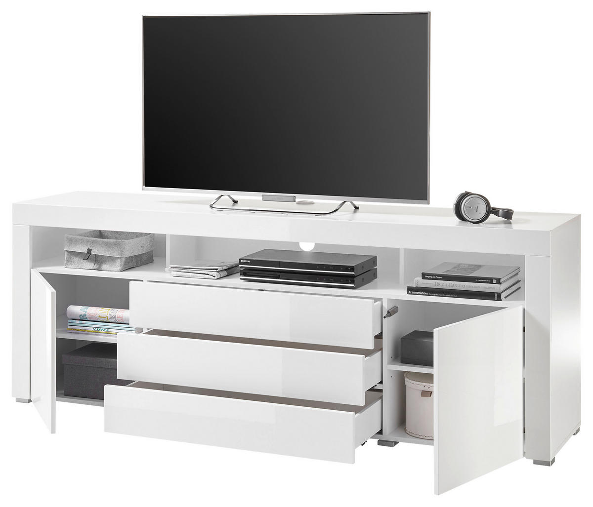 TV-Highboard Goal weiß Hochglanz B/H/T: ca. 200x74x44 cm Goal - weiß (200,00/74,00/44,00cm)