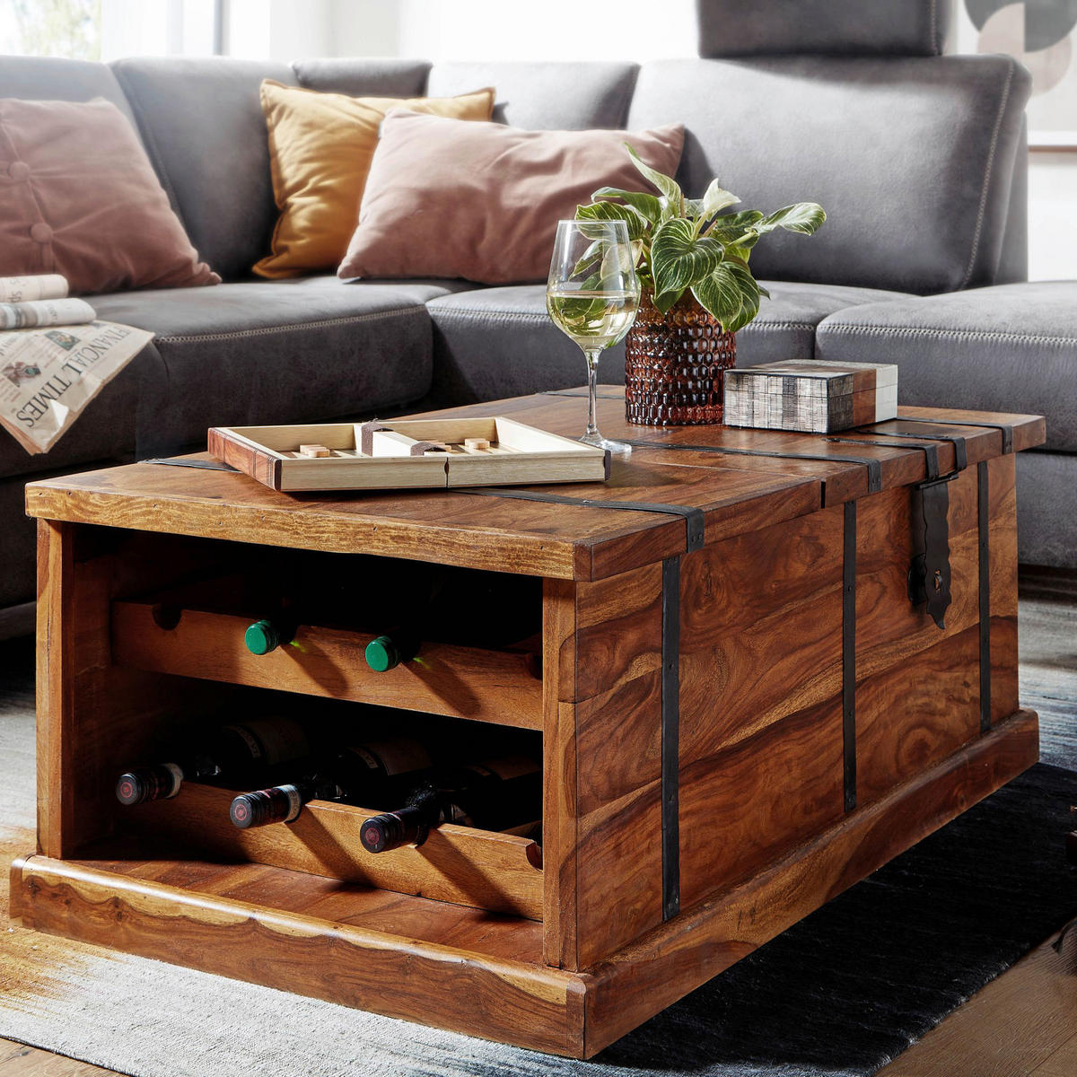 Couchtisch braun B/H/T: ca. 60x40x100 cm Couchtisch - braun (60,00/40,00/100,00cm) - Wohnling