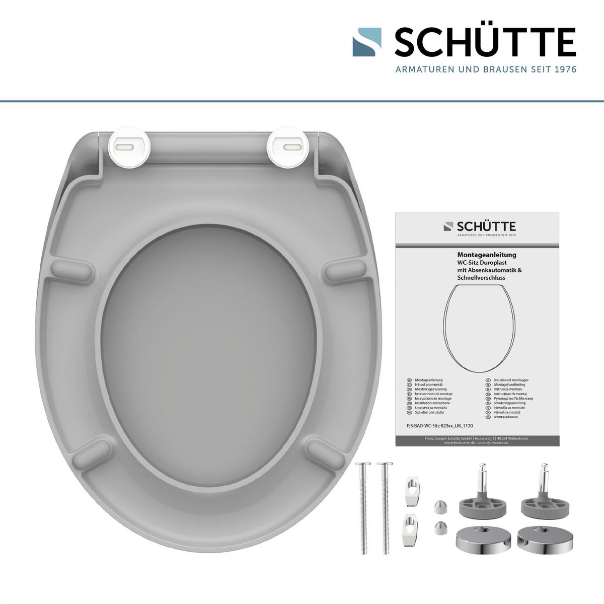 WC-Sitz GREY grau Duroplast B/H/T: ca. 37,5x5,5x45 cm GREY - grau (37,50/5,50/45,00cm) - SCHÜTTE