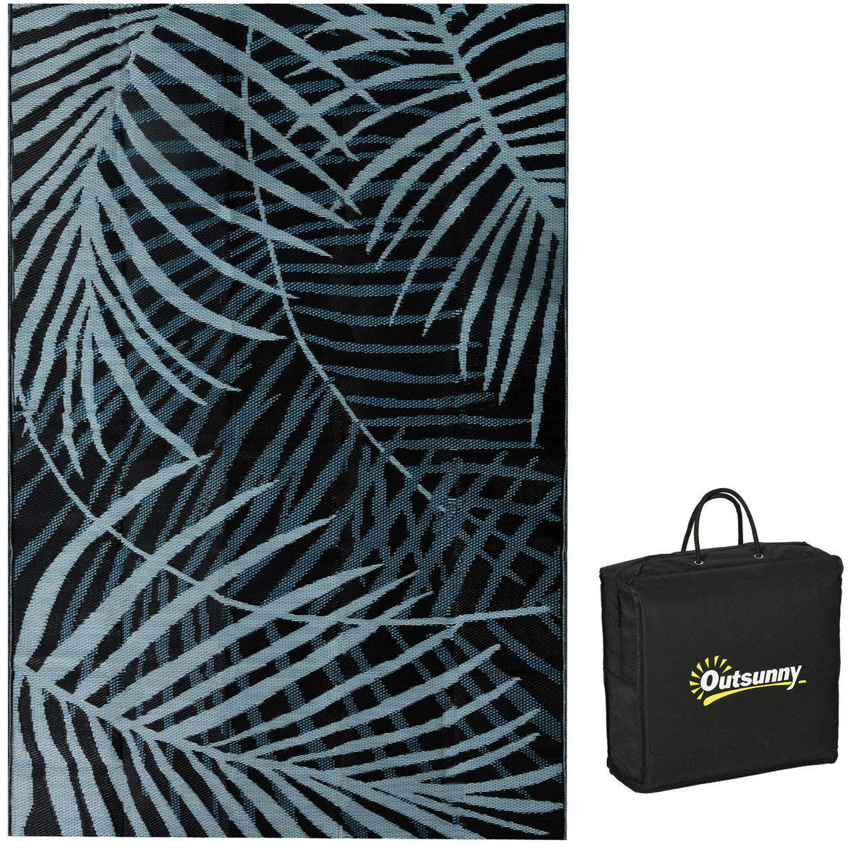 Outsunny Outdoor-Teppich schwarz B/H/L: ca. 274x182x0,3 cm Outdoor-Teppich - blau/schwarz (0,30/274,00/182,00cm) - Outsunny