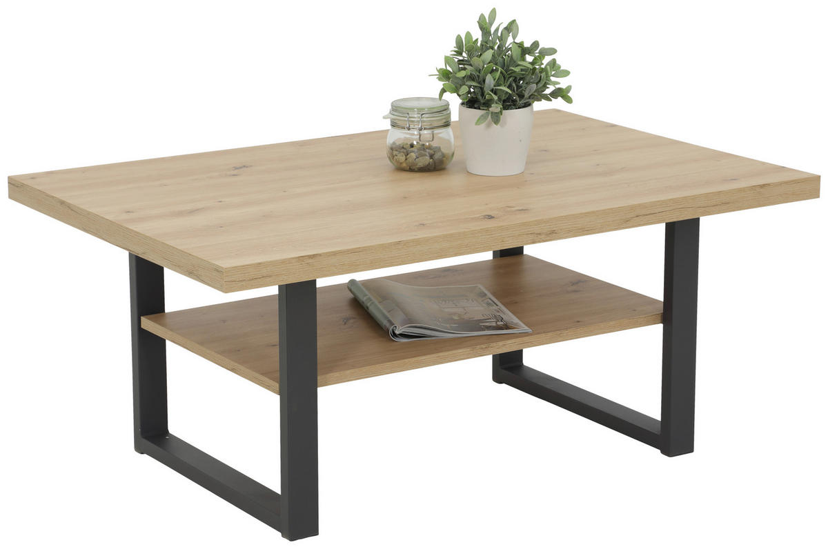 Couchtisch Anton Eiche Artisan Nachbildung B/H/T: ca. 105x45x69 cm Anton - Eiche/schwarz (105,00/45,00/69,00cm)