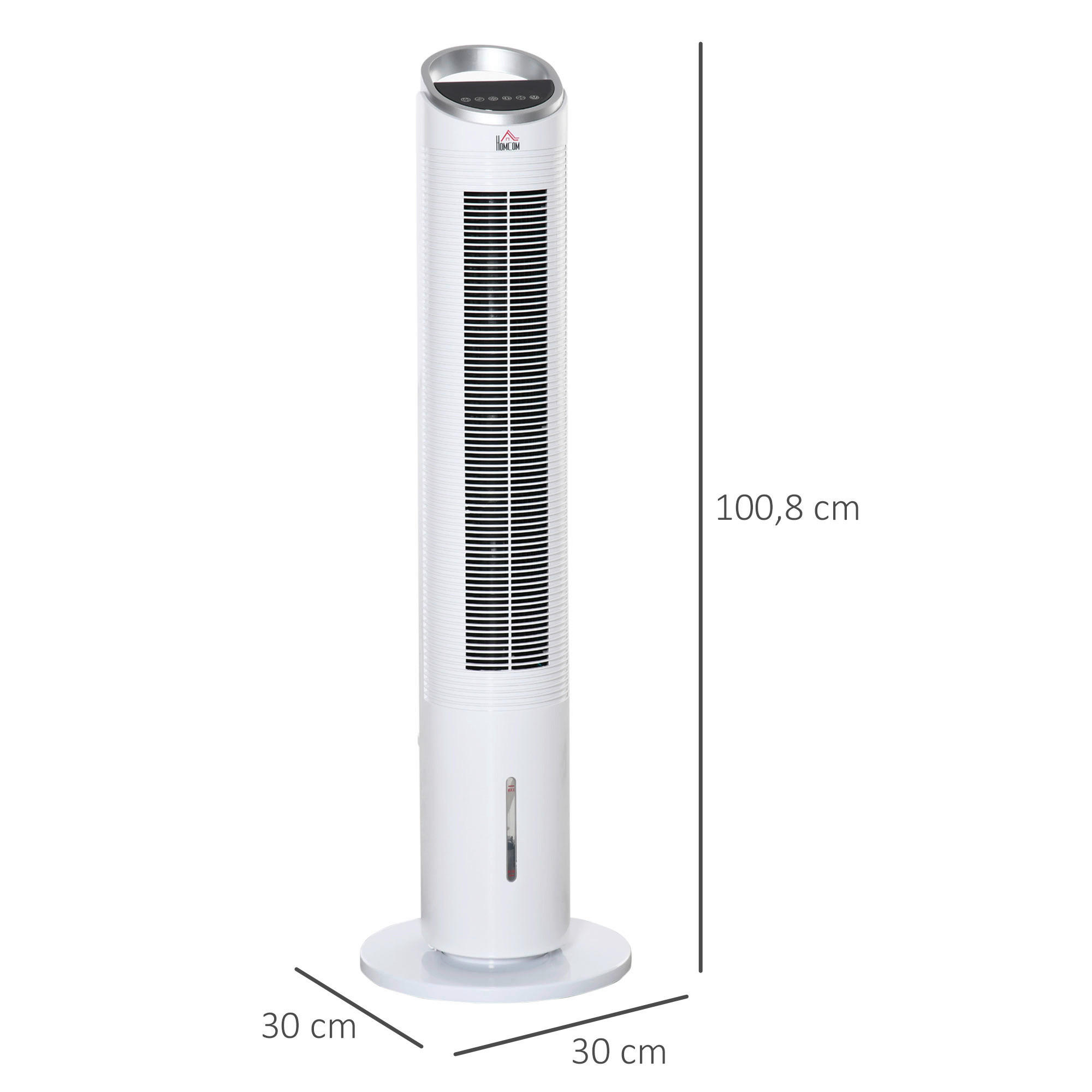 HOMCOM Luftkühler weiß Edelstahl Kunststoff Polypropylen B/H/L: ca. 30x30x100,8 cm Turmventilator - weiß/silber (100,80/30,00/30,00cm) - HOMCOM