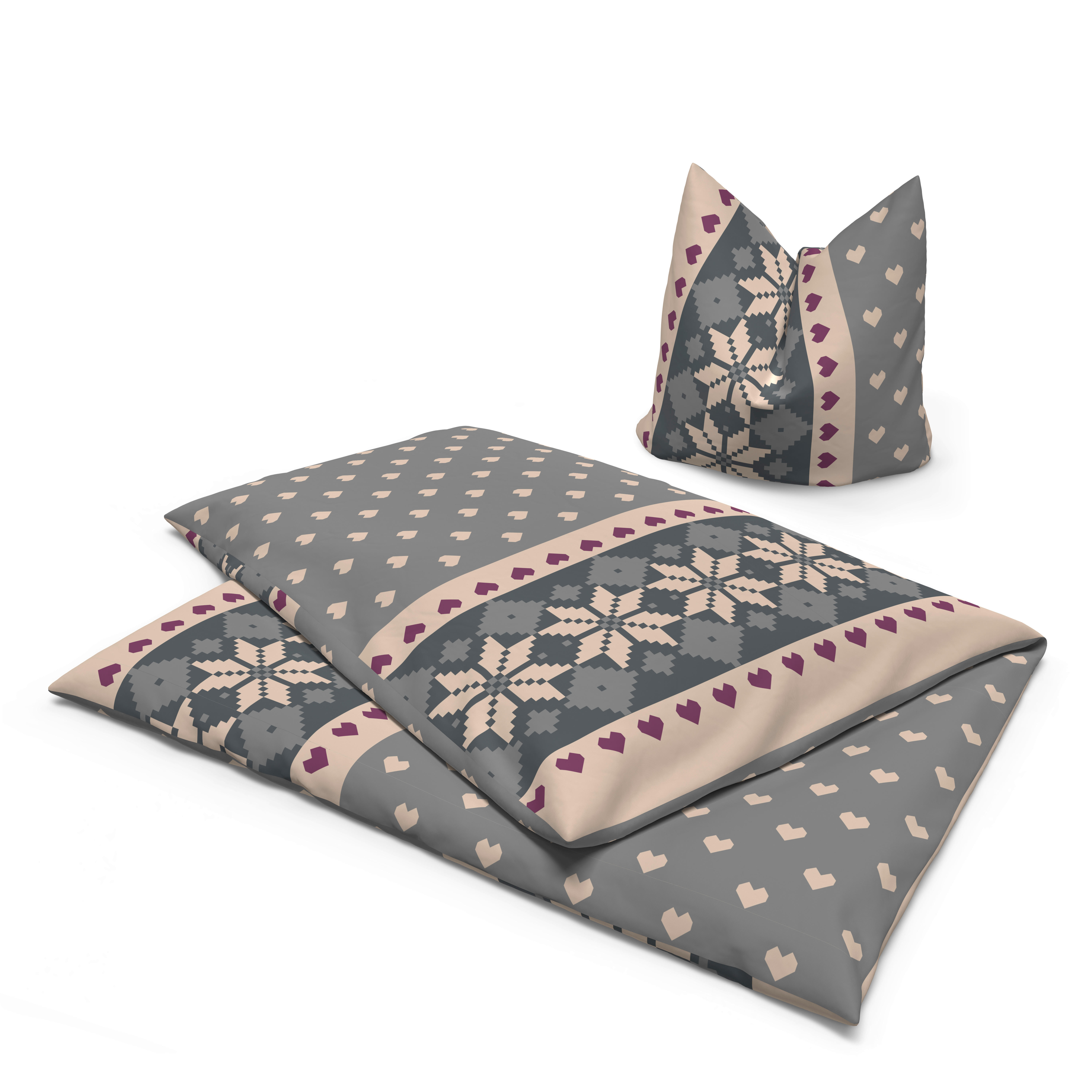 Microfaser Bettwäsche Fleece Bettwäsche_Fleece Strickherzen - grau (135,00/200,00cm)