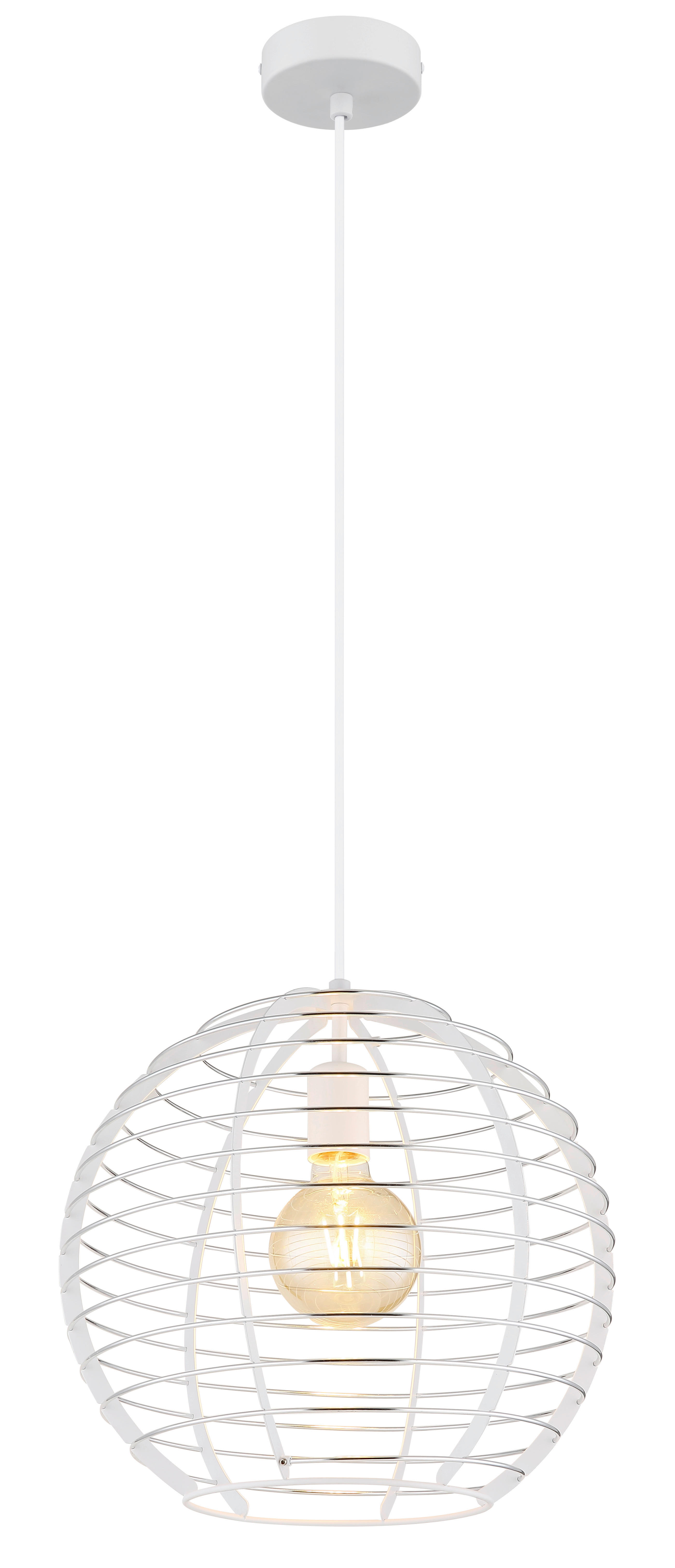 GLOBO Hängeleuchte Chrom weiß Metall Aluminium B/H/L: ca. 40x39,5x40 cm E27 1 Brennstellen Hängeleuchte-Nesa - weiß/Chrom (40,00/40,00/39,50cm) - GLOBO