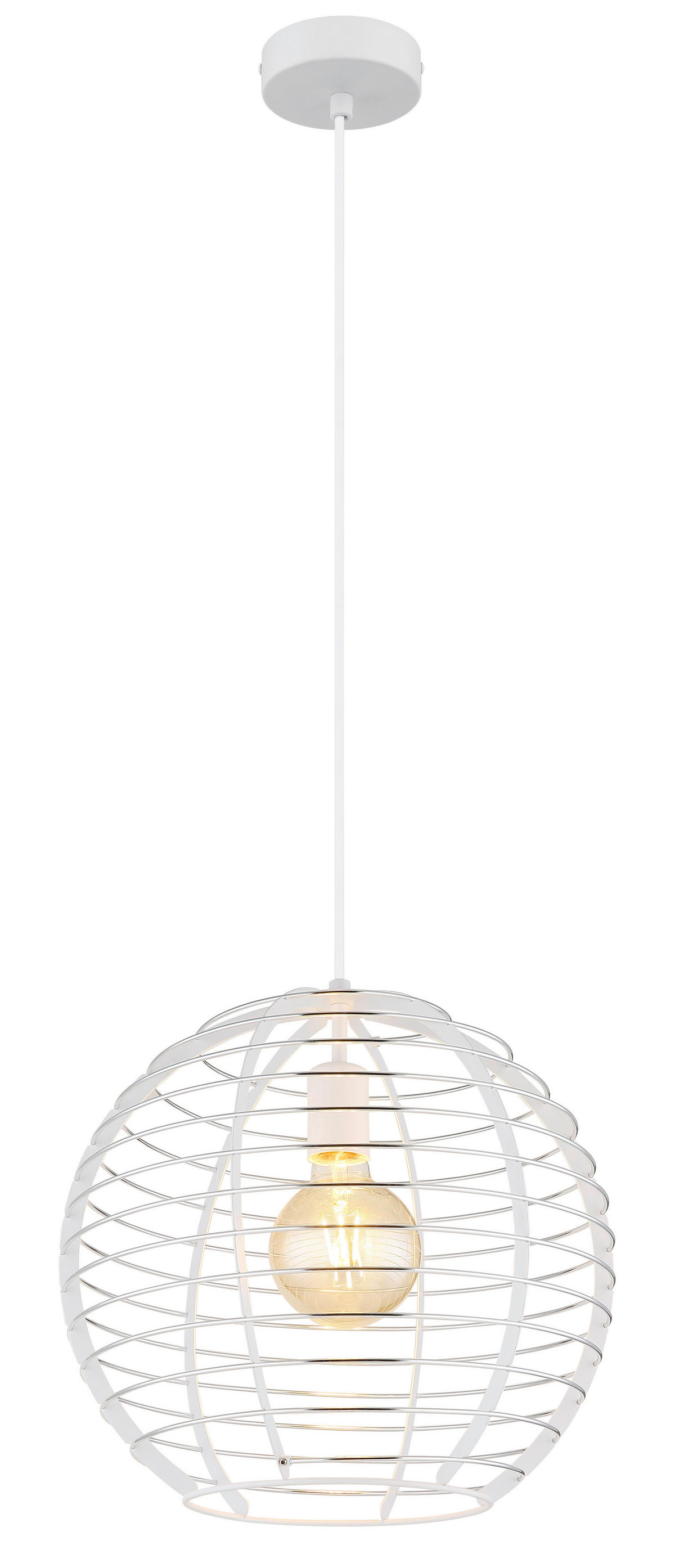 GLOBO Hängeleuchte Chrom weiß Metall Aluminium B/H/L: ca. 40x39,5x40 cm E27 1 Brennstellen Hängeleuchte-Nesa - weiß/Chrom (40,00/40,00/39,50cm) - GLOBO