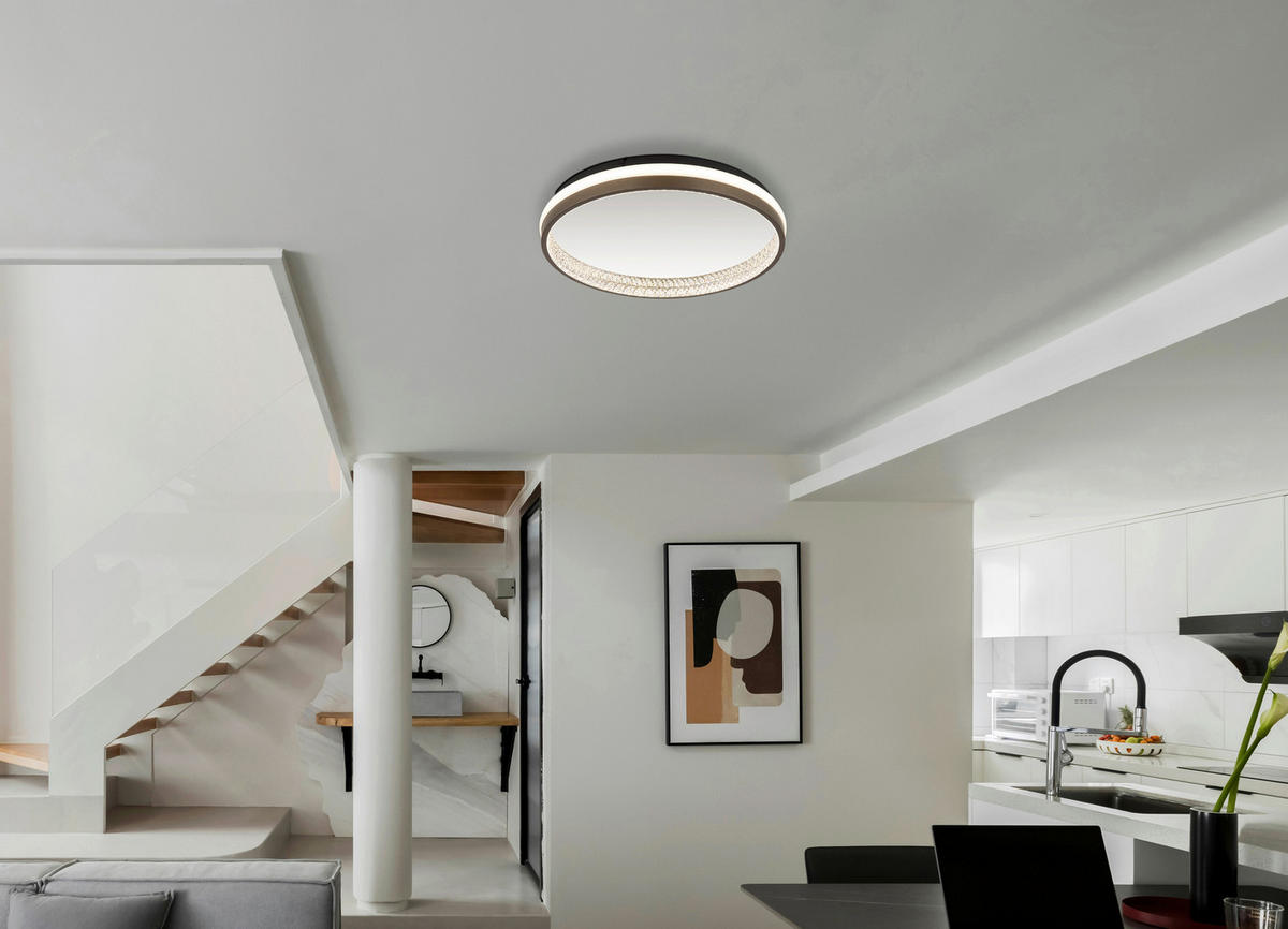 GLOBO LED-Deckenleuchte Opal dunkelgrau mattschwarz Kunststoff Metall H/D: ca. 6x39,7 cm 1 Brennstellen DELLA - Opal/dunkelgrau (39,70/6,00cm) - GLOBO
