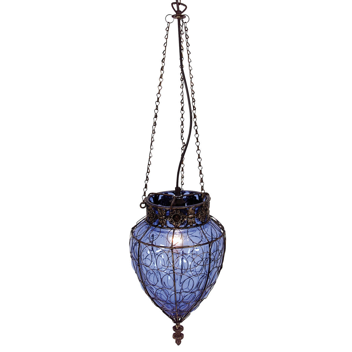 Näve Leuchten Pendelleuchte blau Glas Metall B/H/T/D: ca. 25x39x25x25 cm E27 1 Brennstellen ORIENT - blau (25,00/39,00/25,00cm) - Näve Leuchten